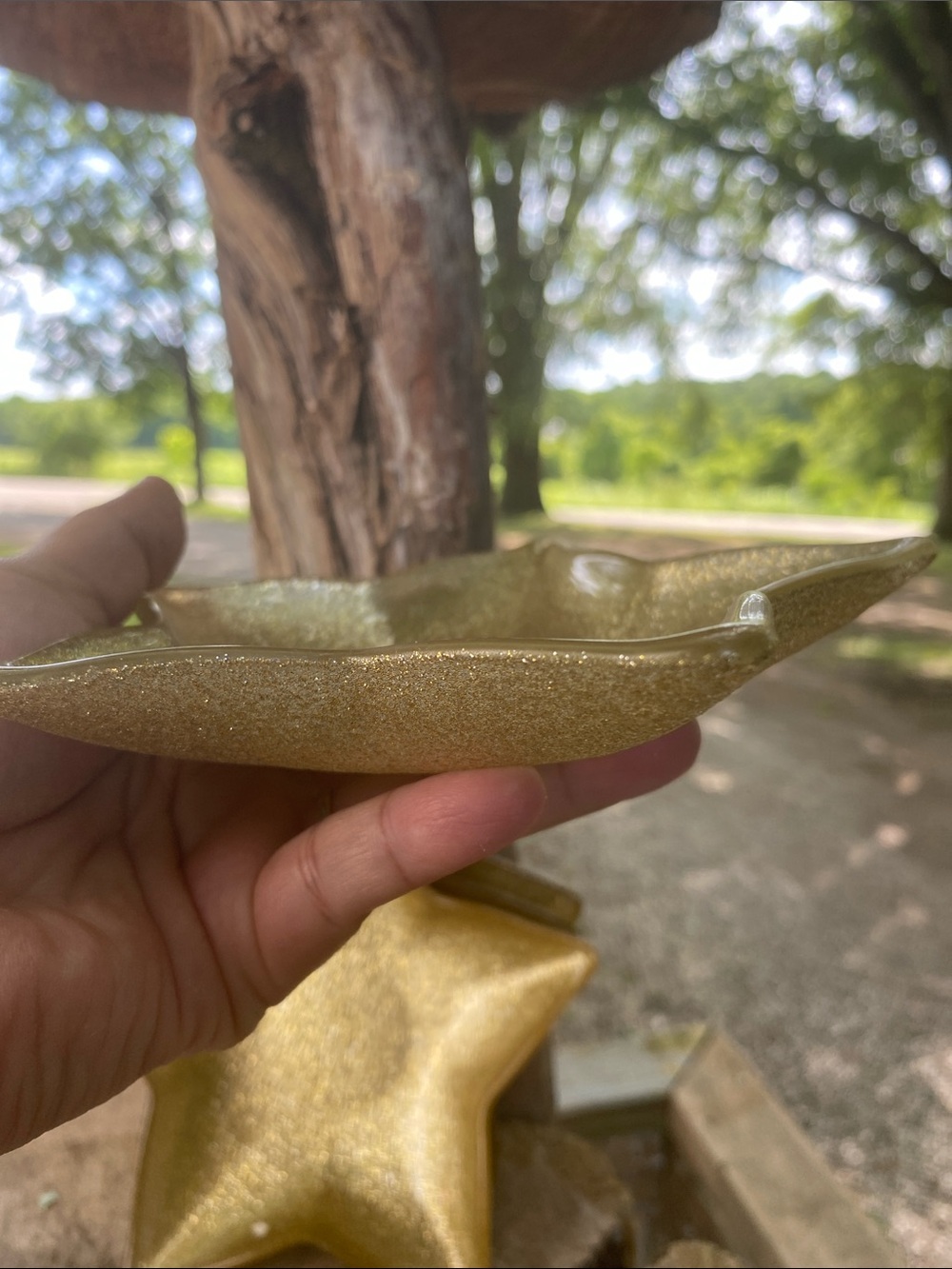 Glittery Gold Star Glass Dish - Set of 4 - Picture 2 of 4